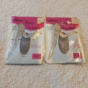Vintage N.T. Gates Co Smoke Grey Seamless Stretch Panty Stockings 2pk USA Made